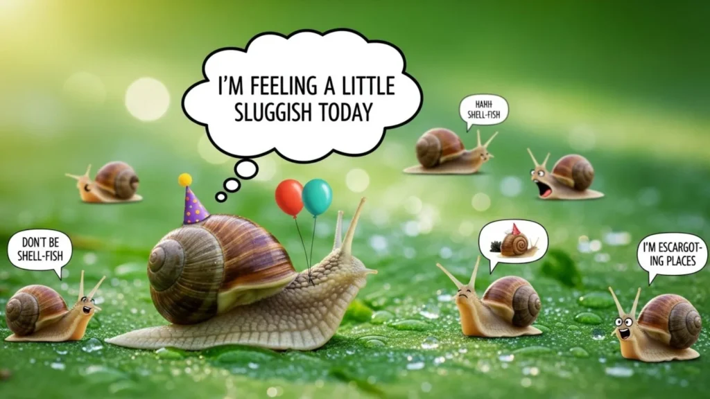 Snail Puns for Captions, Cards & Messages